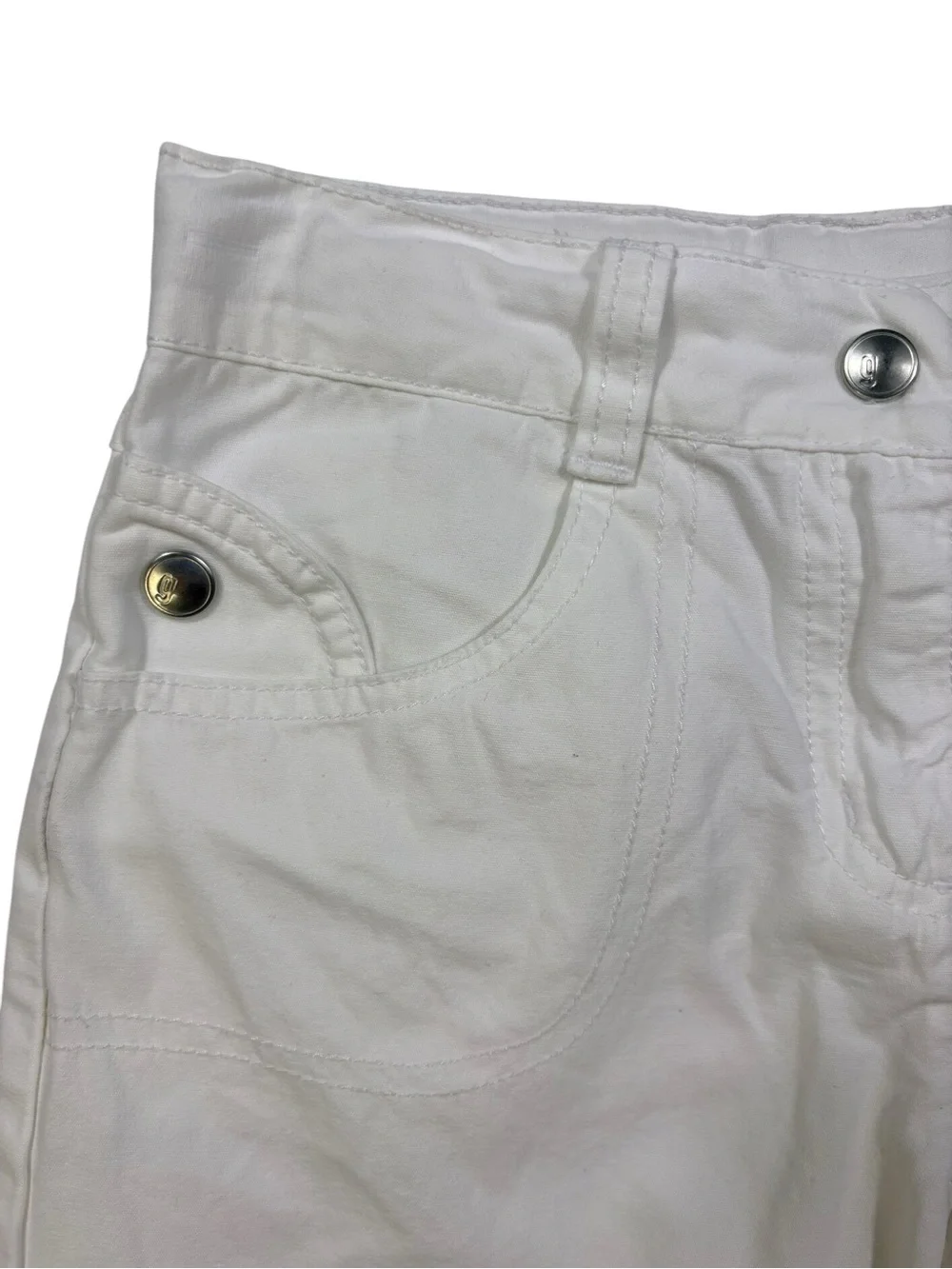 Gymboree White Cotton Adjustable Waist Bermuda Shorts with Side Bows